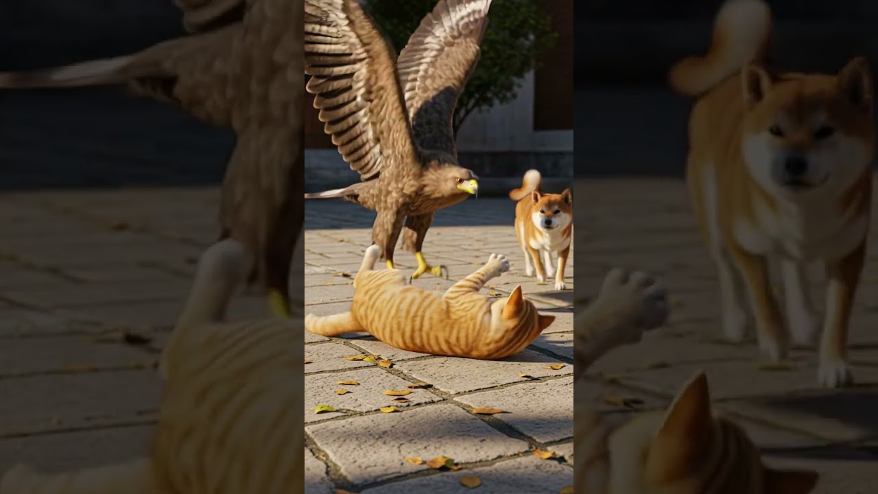 Eagle’s Defeat! 😱 Dog & Cat Team Up to Win Unbelievable Rescue 