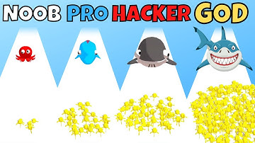NOOB vs PRO vs HACKER vs GOD in Hungry Fish Count Runner 3D