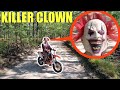 drone catches killer clown on a dirt bike (he tried to take our car)