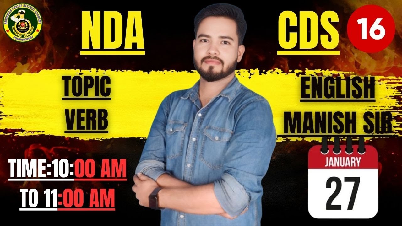 NDA/CDS | ENGLISH | VERB🔰 Expert faculty | By Manish Sir | Contact us-8604897744