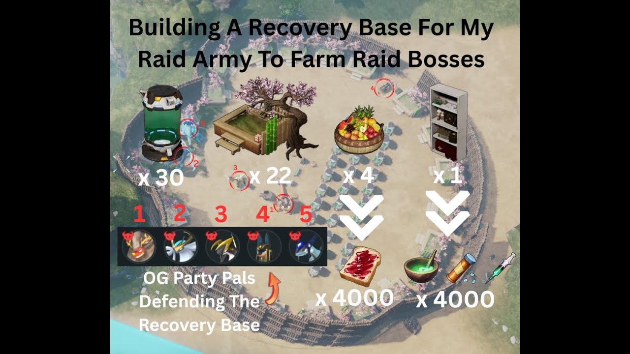 Building A Recovery Base For My Raid Army ; To Farm Palworld Raid Bosses