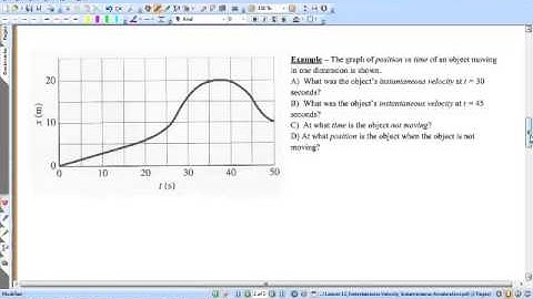 Lesson 12, Instantaneous Velocity and Instantaneous Acceleration