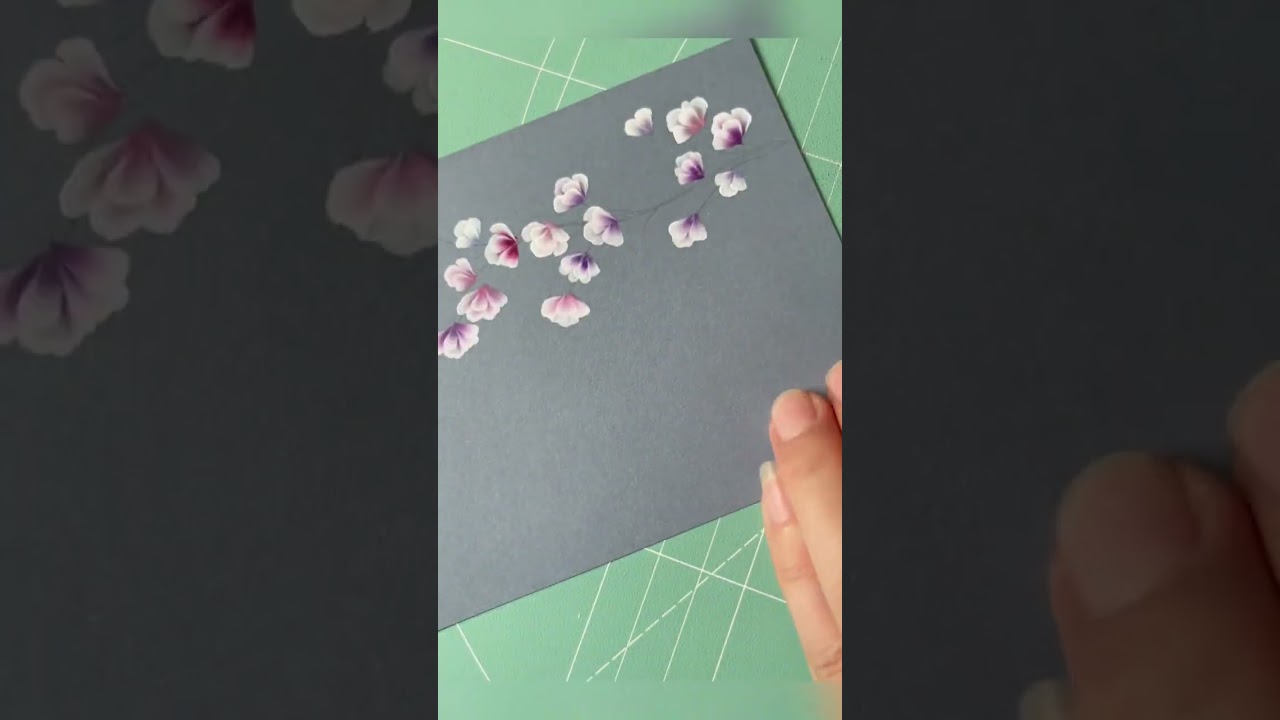 A Single Flower in Horizontal Strokes  Painted with Flat brushes | Two Color Flower Painting