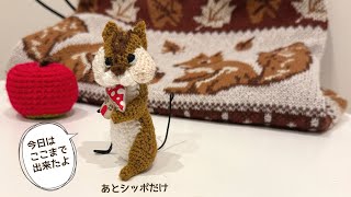 ☆送料無料☆あみぐるみリス-2 🔴10/20｜リスのあみぐるみ②｜ホッペにどんぐりが入るように作りたい