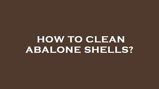 How to clean abalone shells