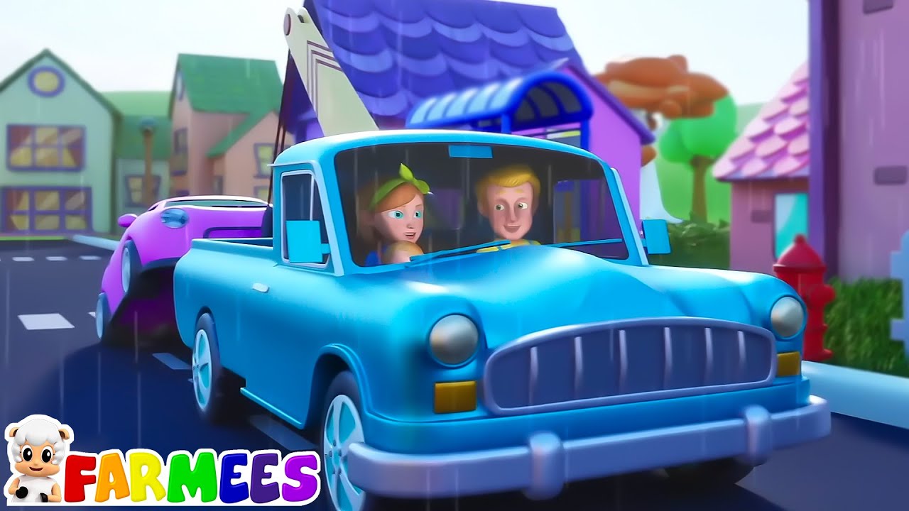 Τροχοί στο φορτηγό ρυμούλκησης οδικό όχημα και τραγούδι για παιδιά