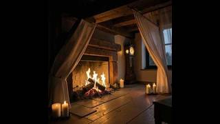 Chimney Lights 🔥 | Crackling Fire, Howling Wind &amp; Winter Night Ambience | Deep Sleep