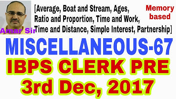 Memory based Questions of IBPS CLERK 2017 Prelims 3rd Dec: Miscellaneous-67