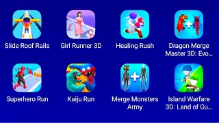 Slide Roof Rails-Girl Runner 3D-Healing Rush-Dragon Merge Master 3D:Evo-Superhero Run-Kaiju Run... screenshot 1