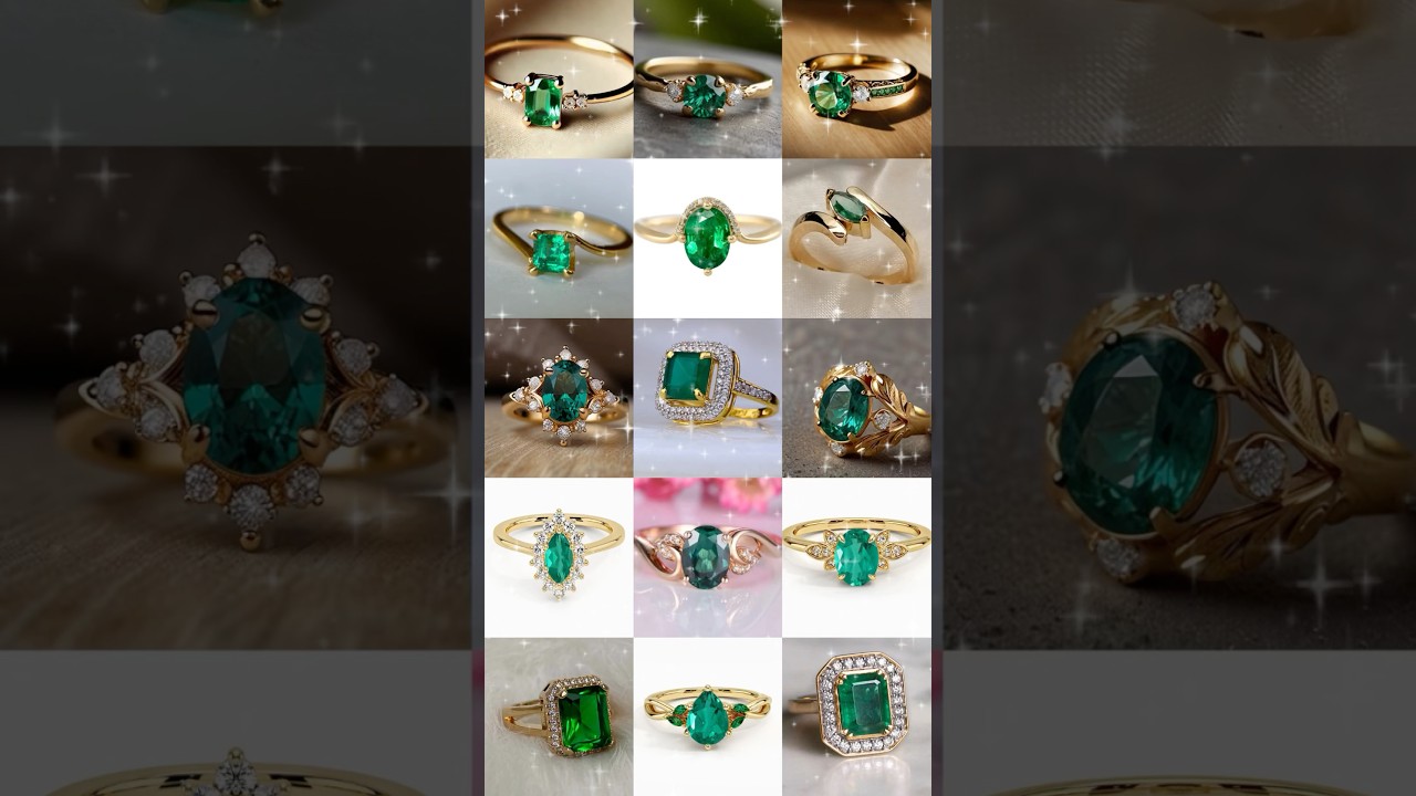 Luxury Green Stone Gold Rings 💚 | Elegant Gold Ring Designs for Women | Latest Ring Collection