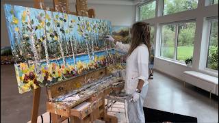 How and where do you start Painting a forest & lake landscape with Giselle Denis Fine Artist