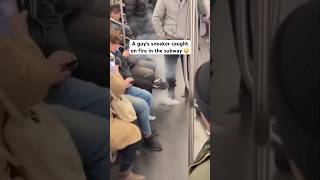A guy’s sneaker caught on fire in the subway 😳#subway #ai #news