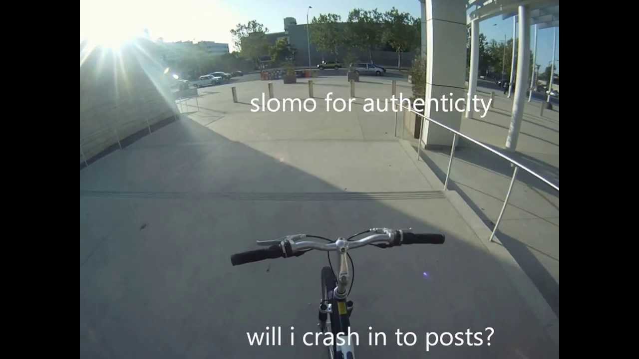 ehc SanJose CityHall 25Step Stair downhill NO HANDS bike ride May5 2012 2Xslomo4X HDver 19seconds