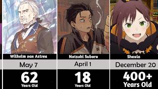 Re:Zero Anime Character Ages And Birhdate