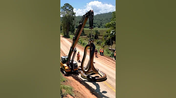 Caught on Camera: Moving a Giant Snake with a Crane! #shorts #shortvideo #monster #crane #snake
