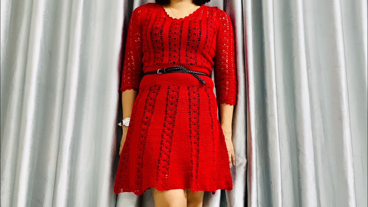 58. Hướng dẫn móc đầm - Mẫu 6_Vân vũ_  Crochet dress
