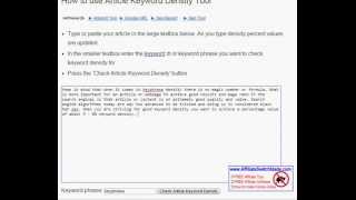➠Article Keyword Density Tool  Free