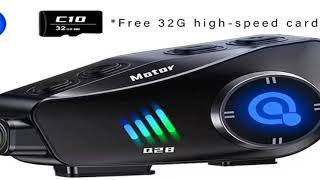 Q28 Motorcycle Helmet Bluetooth Headset 1080P HD Wireless Camera Super Wide-angle Lens IP66 Waterpro