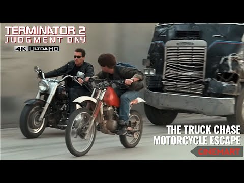 TERMINATOR 2 1991 The Truck Chase Motorcycle Escape Scene 4K UHD