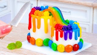 Satisfying Miniature Double Rainbow Cake Decorating 🌈 Ultimate Miniature Rainbow Jelly Cake Recipe