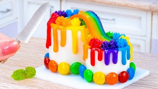 Satisfying Miniature Double Rainbow Cake Decorating Ultimate Miniature Rainbow Jelly Cake Recipe