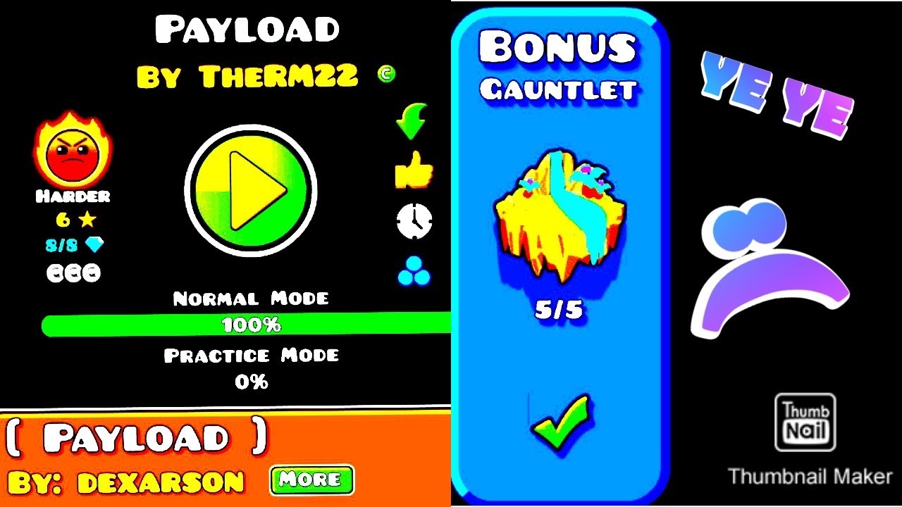 Beating to bonus gauntlet on geometry dash - YouTube