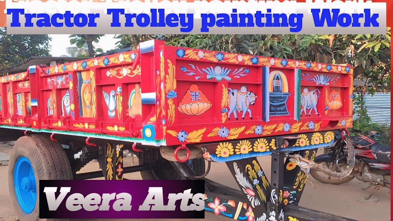 Tractor Trolley painting design ideas telugu / ట్రాక్టర్ ట్రాలీ పెయింటింగ్ డిజైన్స్