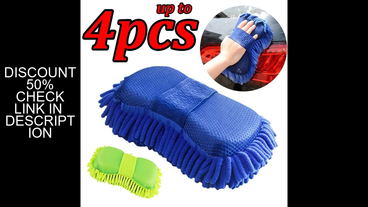 1-4Pcs Chenier Car Wash Sponge Car Gloves Automatic Washing Towel Gloves Ultra-fine Fiber Care Washi