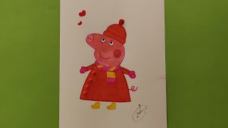 How To Drawing And Painting Peppa Pig In Cold Winter Day? Ms.painter Painting For Kids