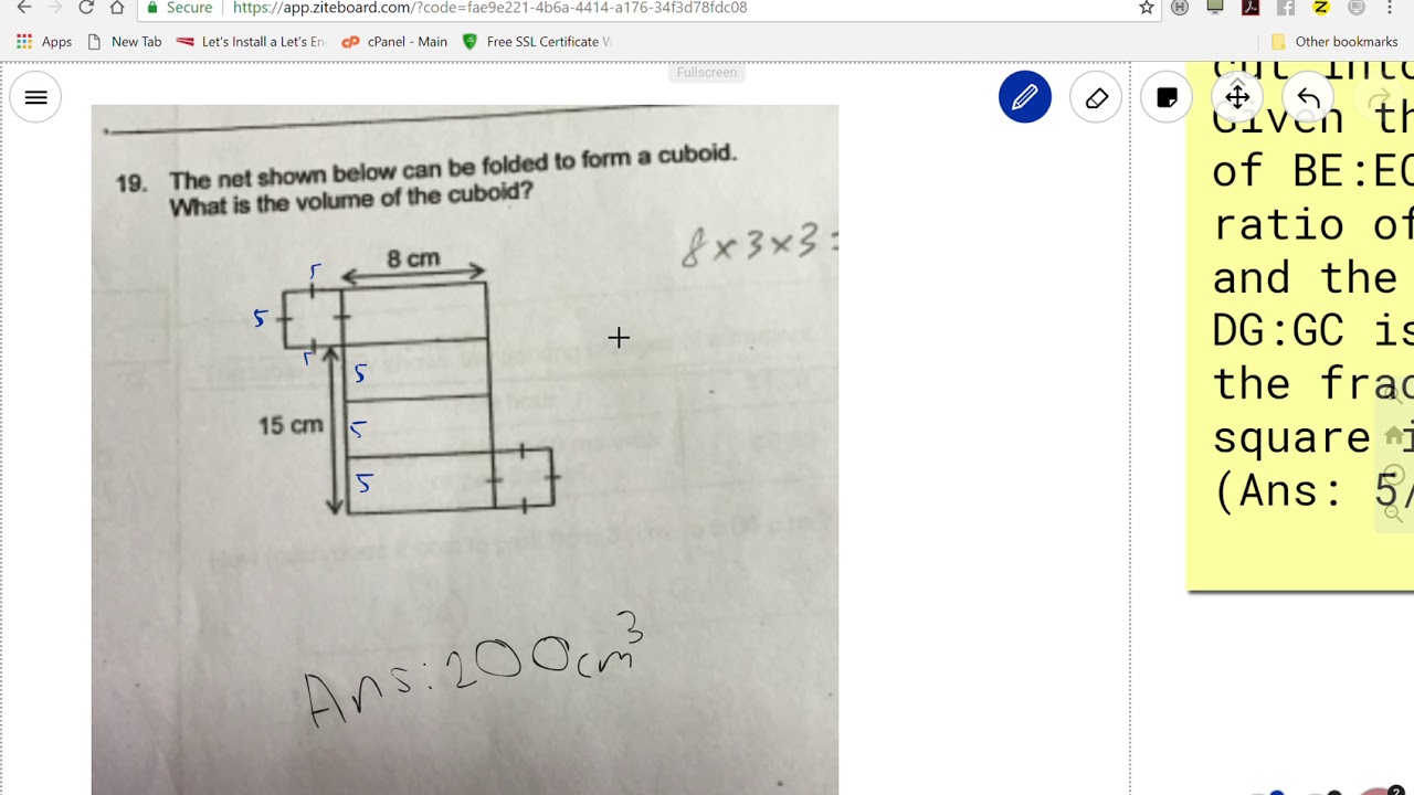 PSLE Math - finding volume using nets - YouTube