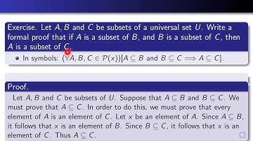 2 1, part 4 Some proofs involving sets