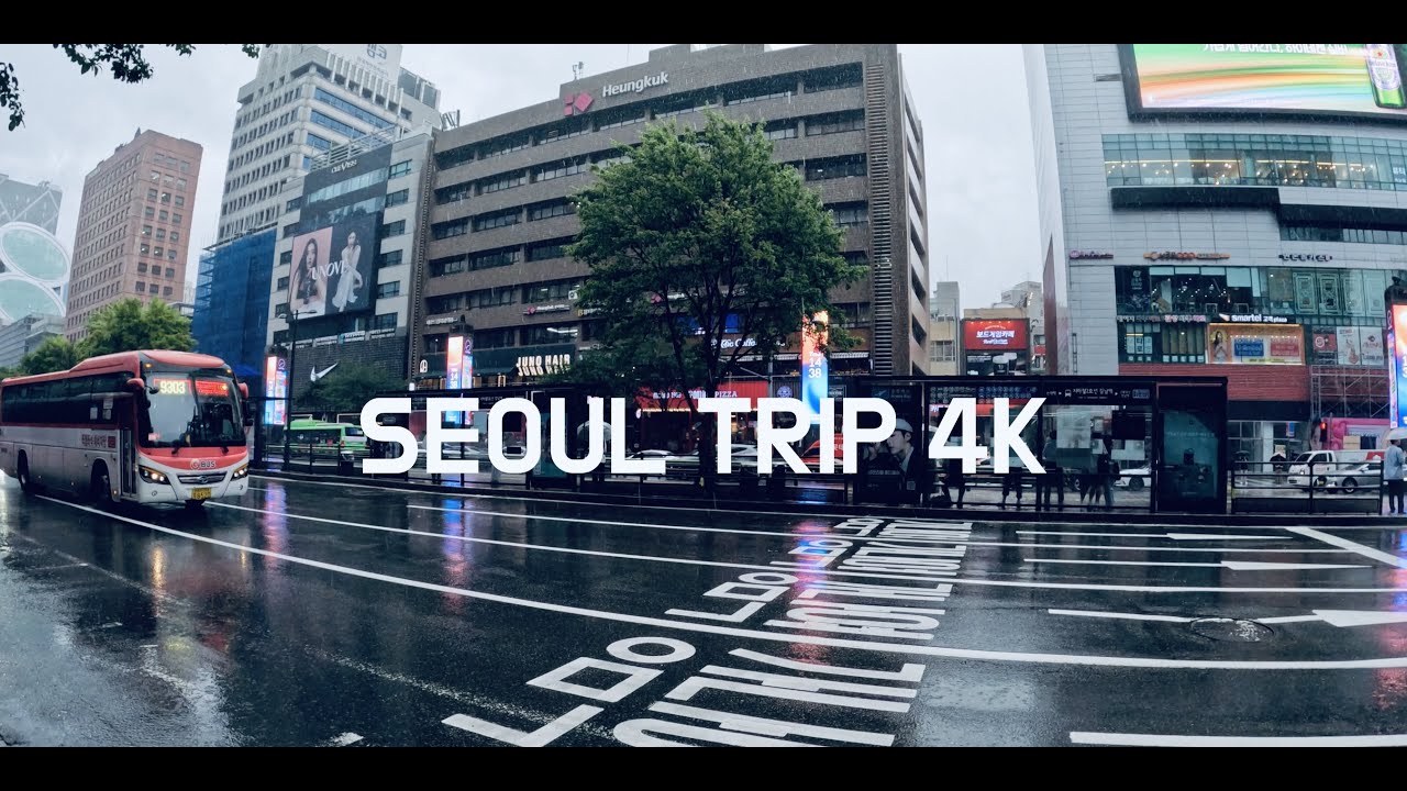 4K SEOUL KOREA A comfortable natural city atmosphere Walking in heavy rain Gangnam Korea Seoul