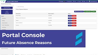 Portal Console Setup | Future absence reasons