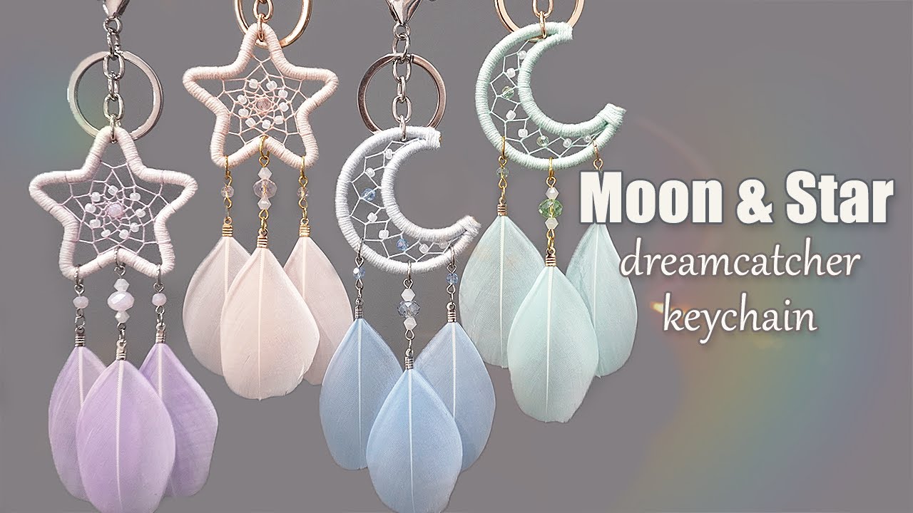 DIY Tutorial ☆ How To Make Moon and Star Dreamcatcher Keychain ?