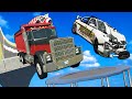 We Launched Loaded Diesel Trucks Into a Giant Trampoline! - (BeamNG Multiplayer Crashes)
