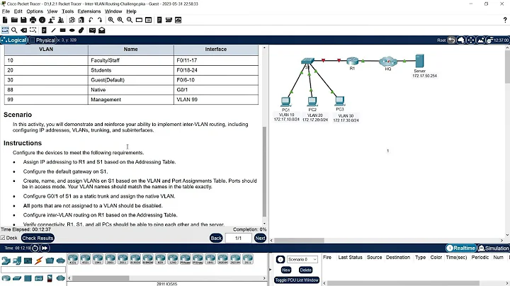 1.2.1 Packet Tracer - Inter-VLAN Routing Challenge
