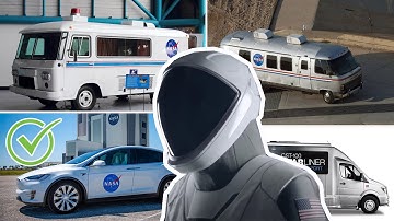 What vehicles transported the Astronauts to the launch pad before they take off to space?