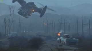 Fallout 4 - 2 Vertibirds Vs A Sentry Bot