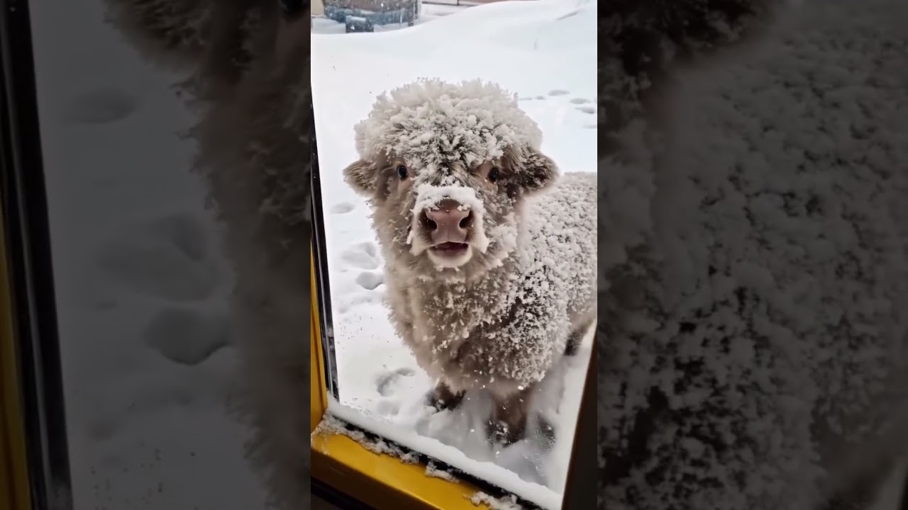 This calf was forgotten outside then found covered in snow 🥹 