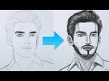رسم سهل تعلم رسم وجه رجل حقيقي بلحية الشرح في خطوات سهل وممتعة دروس متعة الرسم