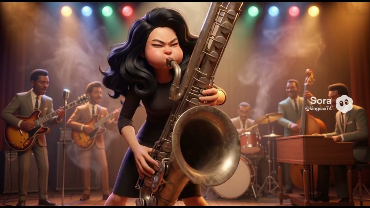 Animated aggressive baritone saxophone solos