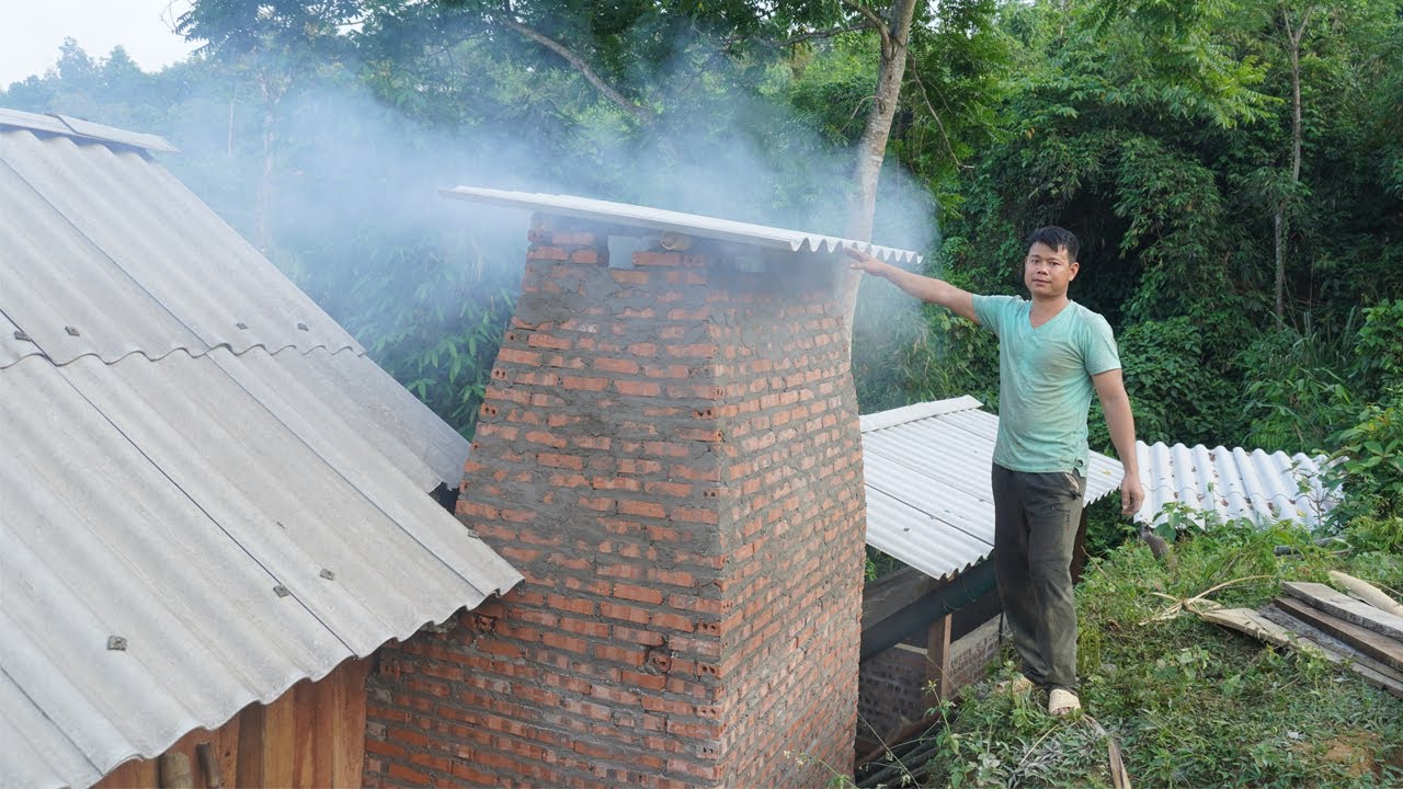 Extreme Dangerous Big Wood Cutting, Build a wood stove, Build Wooden House Gate - Green Forest Life