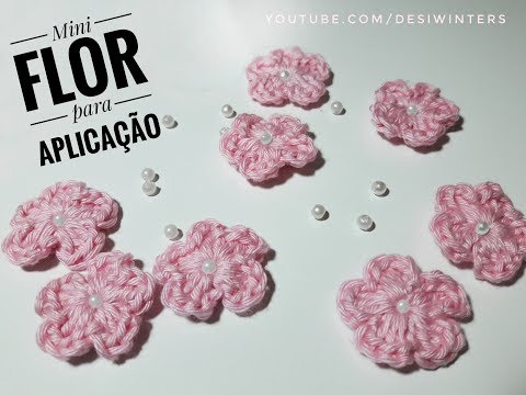 Mini Flor de Crochê para Aplicação - Artes da Desi