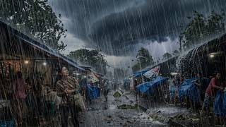 ⚡🌧️🌪️ VERY BAD!! Heavy Rain Finally Arrives! Strong Winds and Lightning Strike