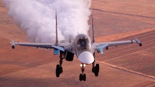 Минобороны опубликовало уникальные кадры посадки самолета Су-34