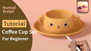 Nomad Sculpt Tutorial for Beginners : Cute Coffee Cup set - Modeling, lighting, Rendering