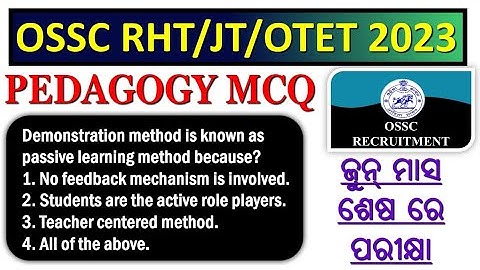 Pedagogy Mcq For OSSC RHT EXAM 2023 || OTET, JT, BED ENTRANCE 2023