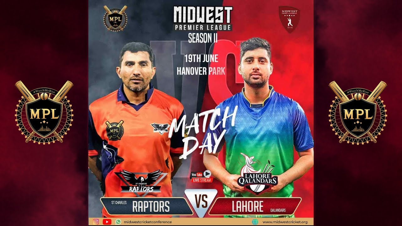 Midwest Rapters Midwest Premier League | Season2️⃣ | St. Charles Raptors 🆚 Lahore ...