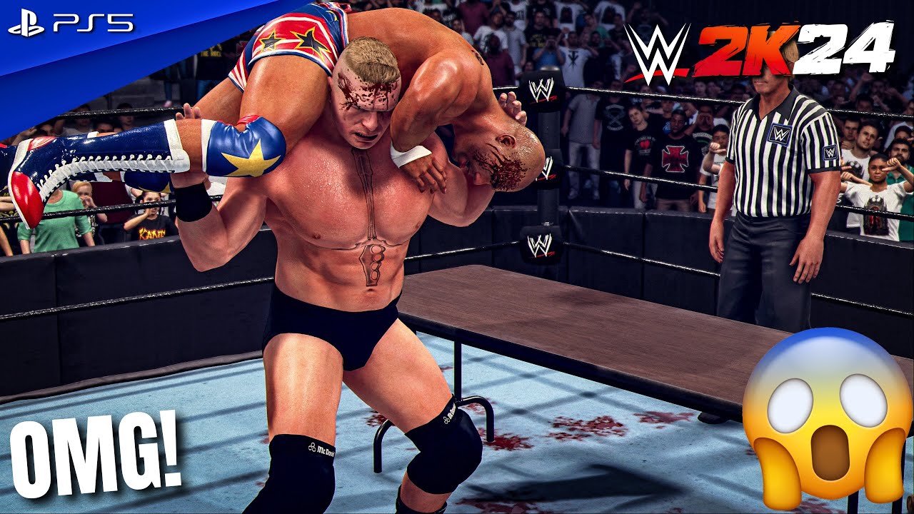 WWE 2K24 - Kurt Angle vs. Brock Lesnar - Iron Man Match at SmackDown 2002 | PS5™ [4K60]