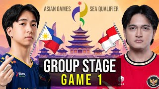 PHILIPPINES vs INDONESIA 🔥 GAME 1 GROUP STAGE | ASIAN GAMES Esports 2026 - SEA QUALIFIERS
